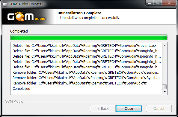 GOM Audio Uninstall Window 3